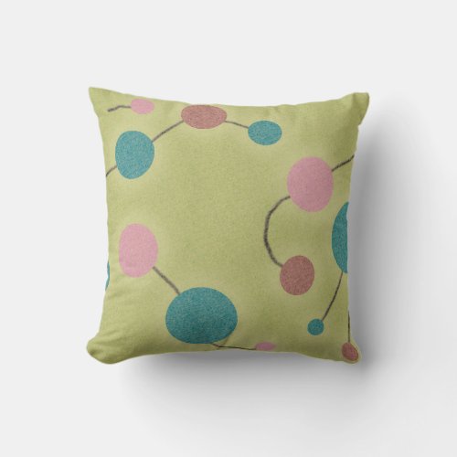 Dotted Retro Universe Green Throw Pillow