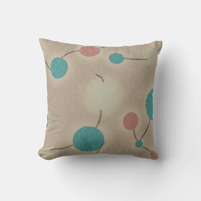 Dotted Retro Universe Grey Throw Pillow (Front)