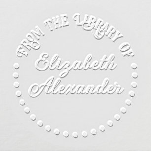 Dotted Round Frame “From the Library of” Book Name Embosser