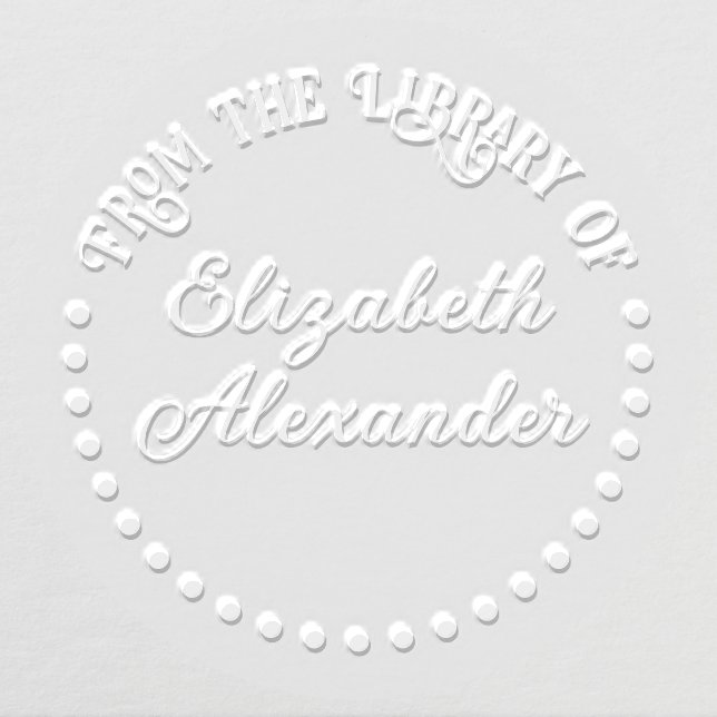 Dotted Round Frame “From the Library of” Book Name Embosser (Design)