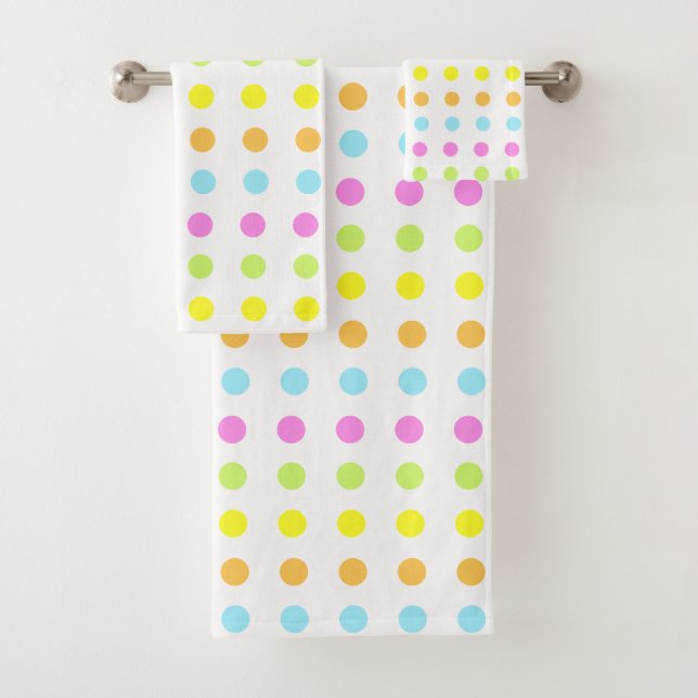 Dotted Stripes in Pastel Colors Bath Towel Set (Insitu)