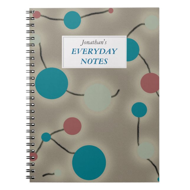 Dotted Universe Gray with Text Label Notebook (Front)