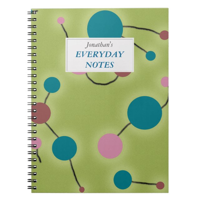 Dotted Universe Green with Text Label Notebook (Front)