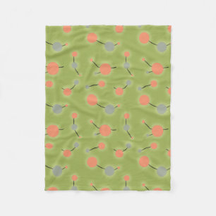 Dotted Universe Retro Green Fleece Blanket