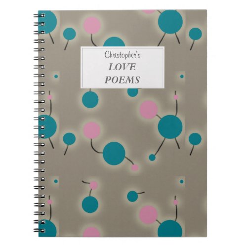 Dotted Universe Retro Grey with Text Label Notebook