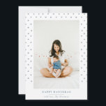 Dotted Watercolor Frame Hanukkah Photo Holiday<br><div class="desc">Blue watercolor dotted frame,  Happy Hanukkah Holiday photo card. Features,  single photo on front and two photo template spaces on back of card with coordinating blue color background.</div>