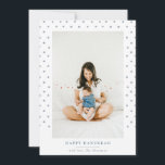 Dotted Watercolor Frame Hanukkah Photo Holiday<br><div class="desc">Blue watercolor dotted frame,  Happy Hanukkah Holiday photo card. Features,  single photo on front and two photo template spaces on back of card with coordinating blue color background.</div>