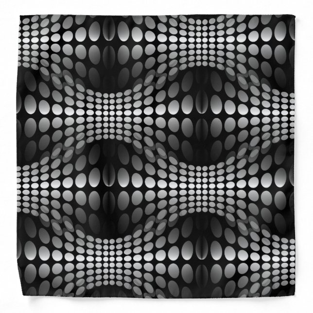 Dotted Waves Wallpaper black & white Bandana (Front)