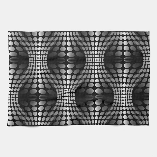 Dotted Waves Wallpaper black & white Kitchen Towel (Horizontal)