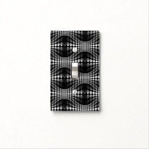 Dotted Waves Wallpaper black & white Light Switch Cover