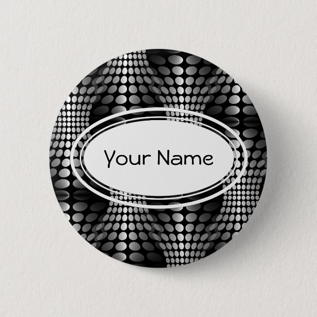 Dotted Waves Wallpaper black & white Pinback Button (Front)