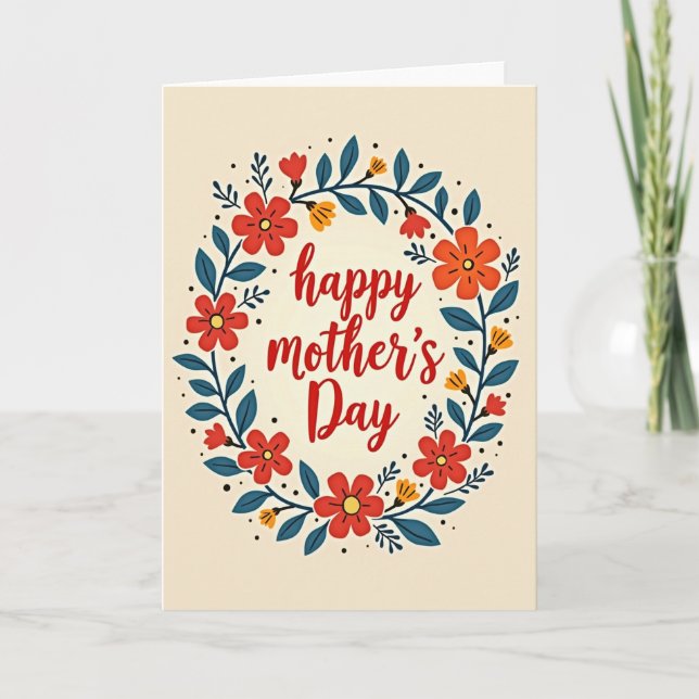 Dotted Wreath Mothers Day Card (Front)