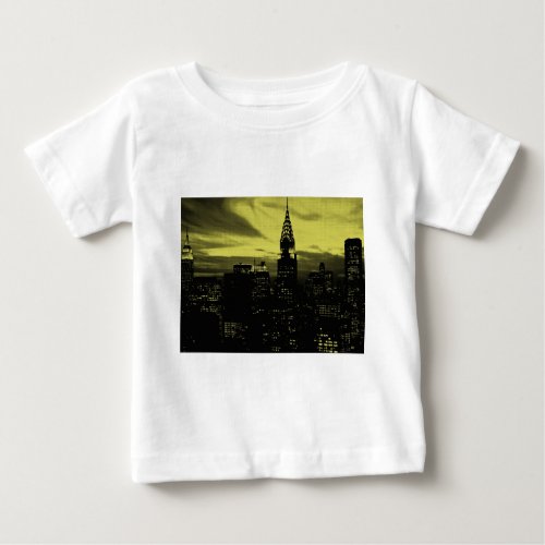 Dotted Yellow Black New York City Baby T_Shirt