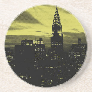 Dotted Yellow Black New York City Drink Coaster