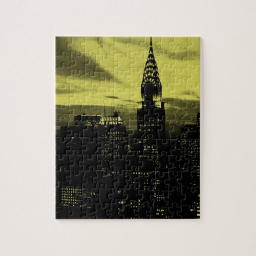 Dotted Yellow Black New York City Jigsaw Puzzle