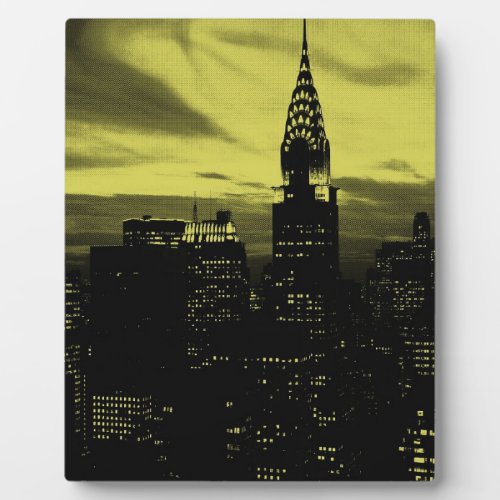 Dotted Yellow Black New York City Plaque