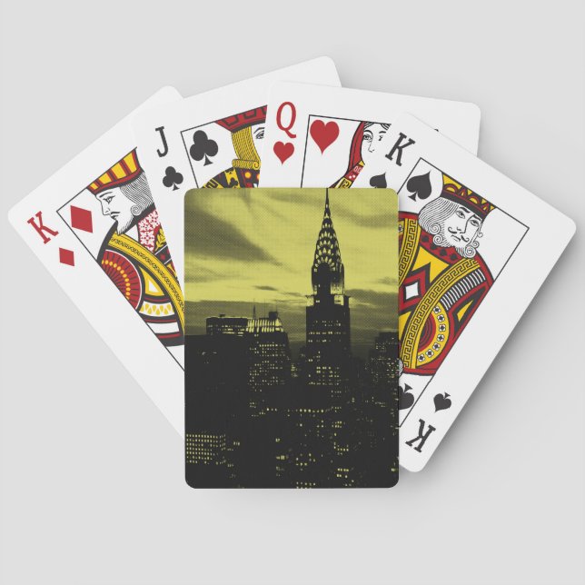 Dotted Yellow Black New York City Poker Cards (Back)