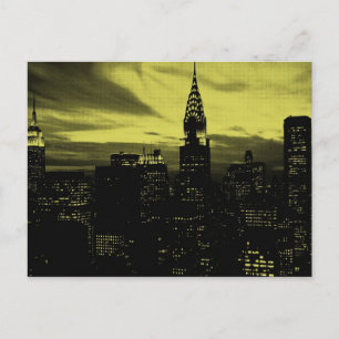 Dotted Yellow Black New York City Postcard