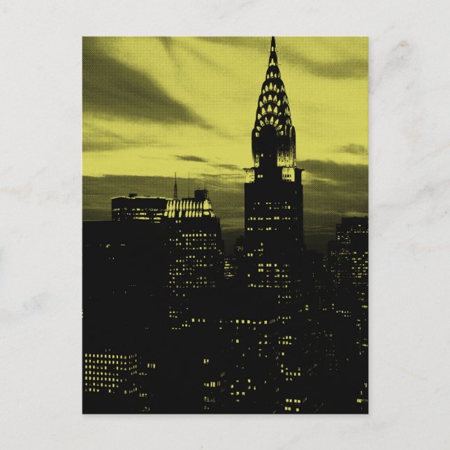 Dotted Yellow Black New York City Postcard (Front)