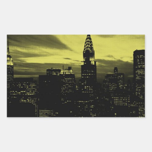 Dotted Yellow Black New York City Rectangular Sticker