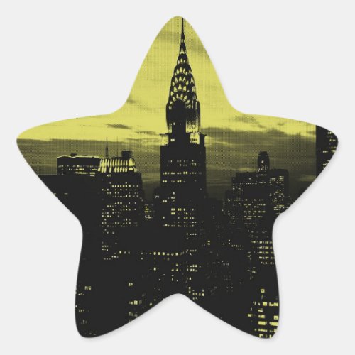 Dotted Yellow Black New York City Star Sticker