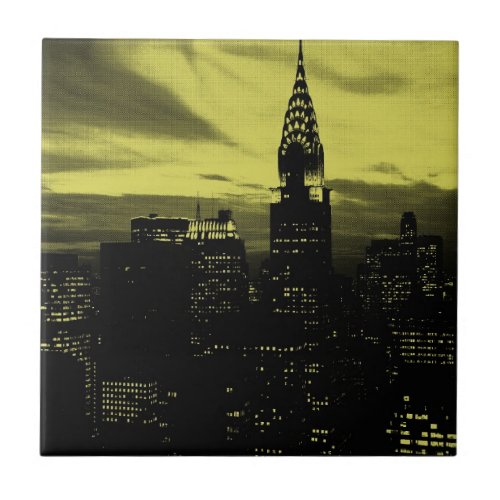 Dotted Yellow Black New York City Tile
