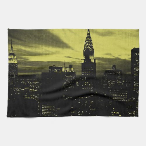 Dotted Yellow Black New York City Towel