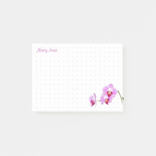 Dotted  Your Name _ Orchid Floral Photography Post_it Notes