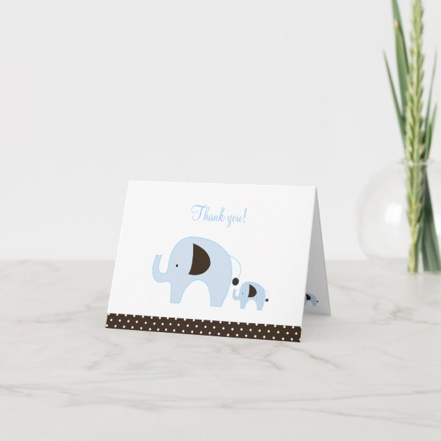 Dottie Blue Elephant Folded Thank you notes (Front)