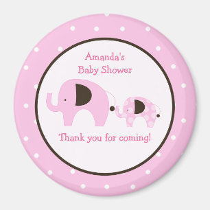 Dottie Elephant (Pink) 3-inch Round Favor Magnet