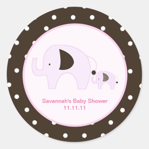 Dottie Elephant Pink Favor Stickers 3_inch