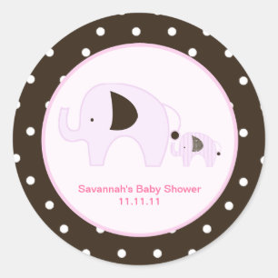 Dottie Elephant (Pink) Favor Stickers 3-inch