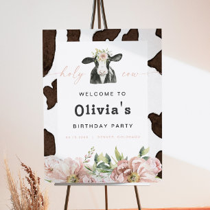 DOTTIE Holy Cow Cute Floral Farm Birthday Welcome Foam Board