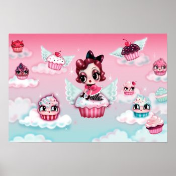 Dottie In Cupcake Heaven Poster by FluffShop at Zazzle