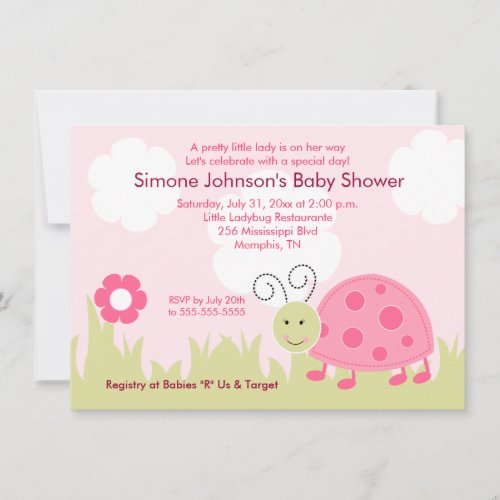Dottie Ladybug Girl Baby Shower Invitation 4x6