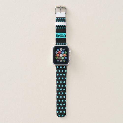 Dotties Store Logo Apple Watch Band Black  Aqua
