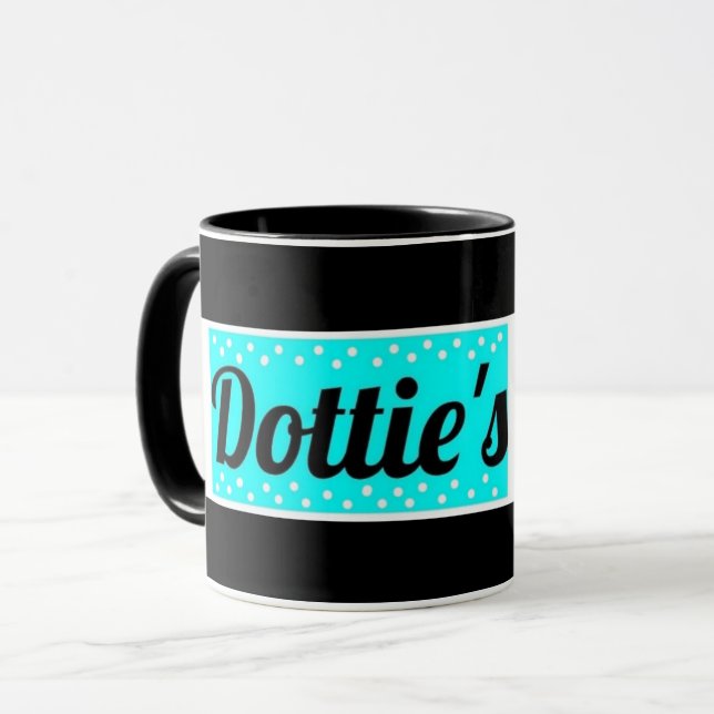 Dottie's Store Logo Coffee Mug (Black/Blue/White) (Front Left)