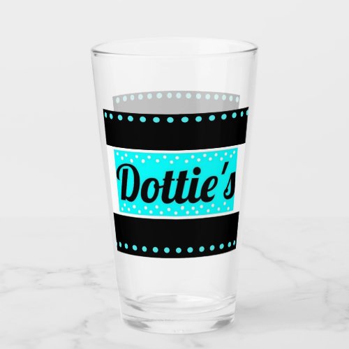 Dotties Store Logo Glass Tumbler Black  Aqua