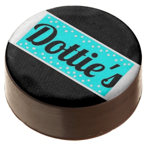 Dotties Store Logo Polka Dot Dipped Oreos Black