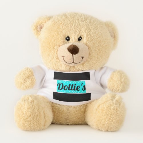 Dotties Store Logo Polka Dot Teddy Bear Black