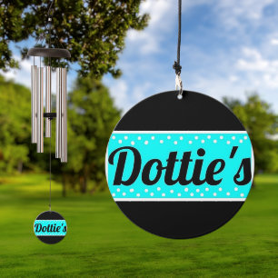 Dottie's Store Logo Wind Chime (Black & Aqua)