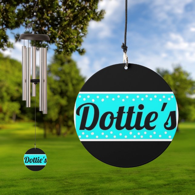 Dottie's Store Logo Wind Chime (Black & Aqua) (Outdoor)