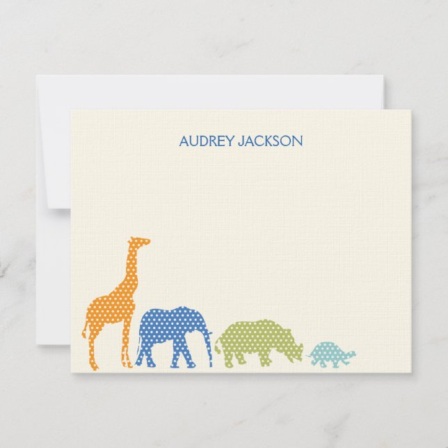 Dotty Animals Thank You Cards - Blue (Front)