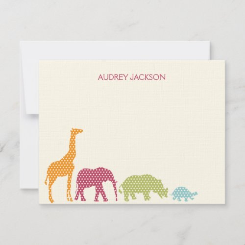 Dotty Animals Thank You Cards _ Pink