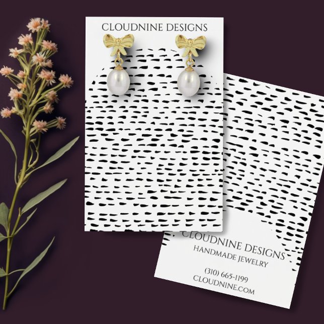 Dotty Arch Earring Necklace Jewelry Display Card (Earrings display card with inky dots and arch shapes. Customize with your contact info)