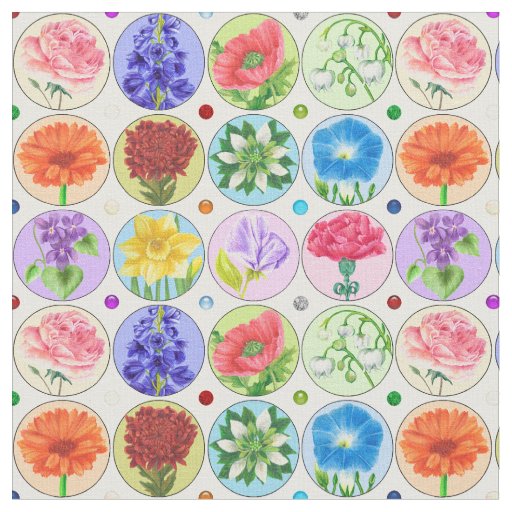 Dotty Birth Flower and Gem Fabric