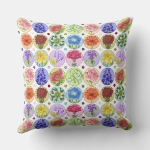 Dotty Birth Flower and Gem Throw Pillow