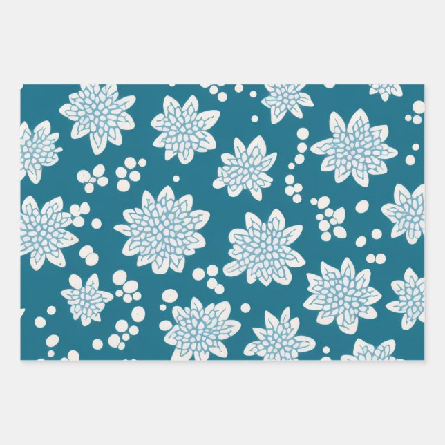 Dotty Blooms Wrapping Paper Sheets (Front)