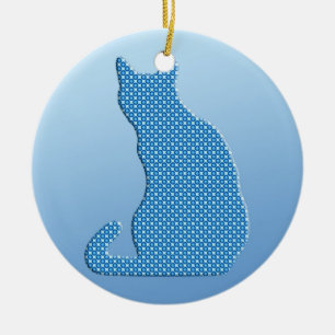 Dotty Cat - shades of blue Ceramic Ornament