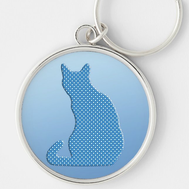 Dotty Cat - shades of blue Keychain (Front)